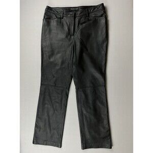 BERNARDO Genuine Leather Lined Slacks Women's 12 Black High Rise Pants Glamrock